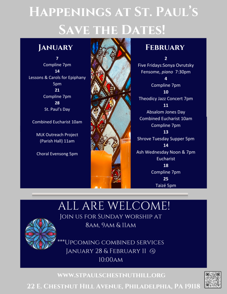 January & February Save the Dates! St. Paul's Episcopal Church